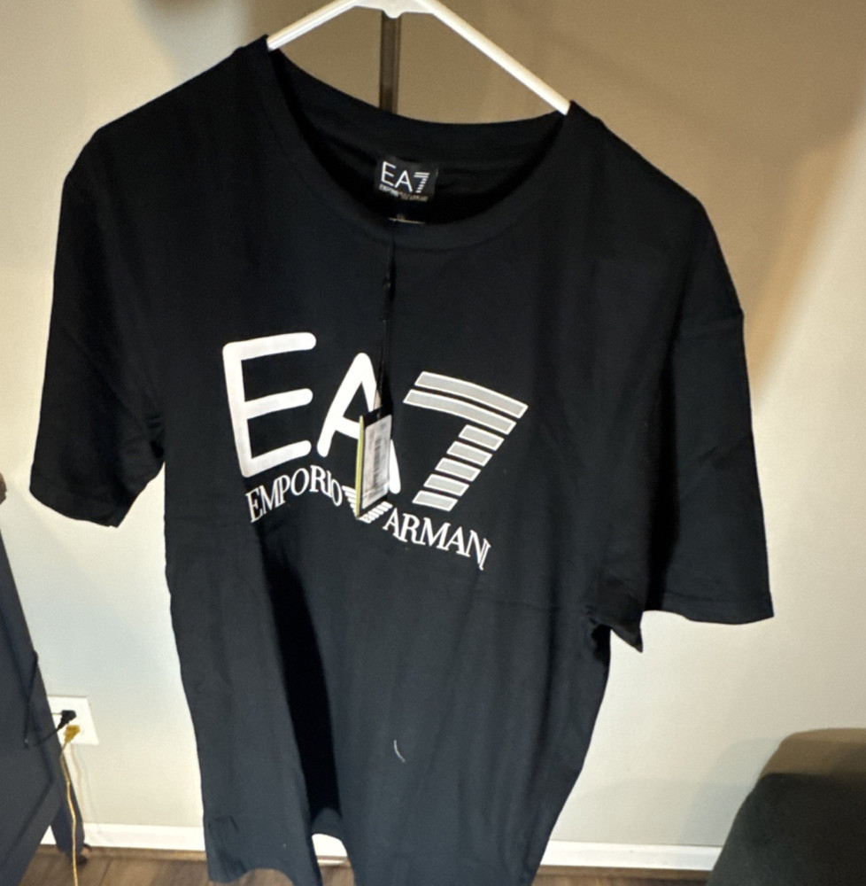 Emporio Armani EA7 Black Cotton Men's Short Sleeve Crew Neck Logo T-Shirt XXL