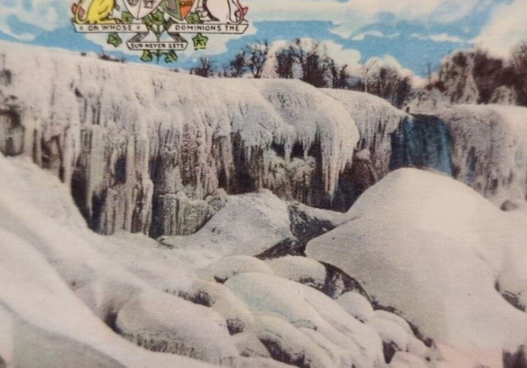 American Falls of Niagara in Winter New York USA Vintage Souvenir Postcard