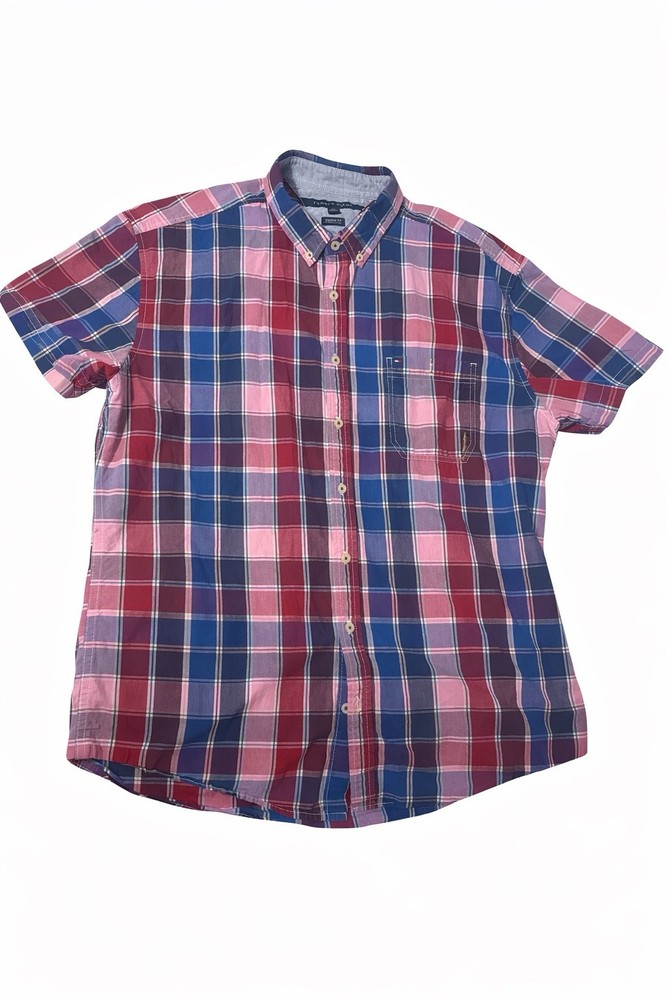 Tommy Hilfiger Men’s Plaid Button Down Shirt Short Sleeve Size XXL