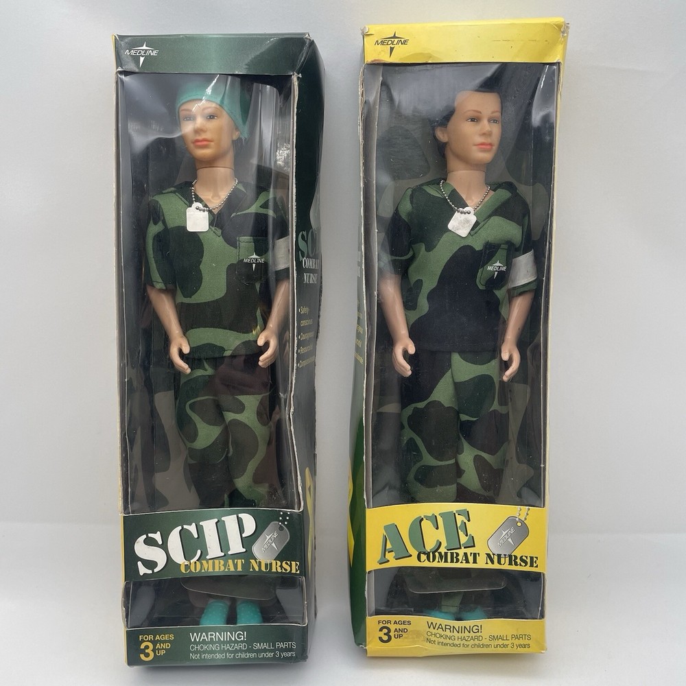Vintage Medline ACE/SCIP COMBAT NURSE Action Figures Male Doll Military-image