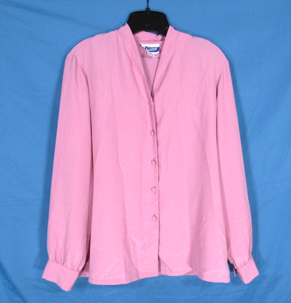 VTG PENDLETON Mauve Pink CREPE GEORGETTE Button-Up V-NECK Dressy BLOUSE/TOP Sz 8