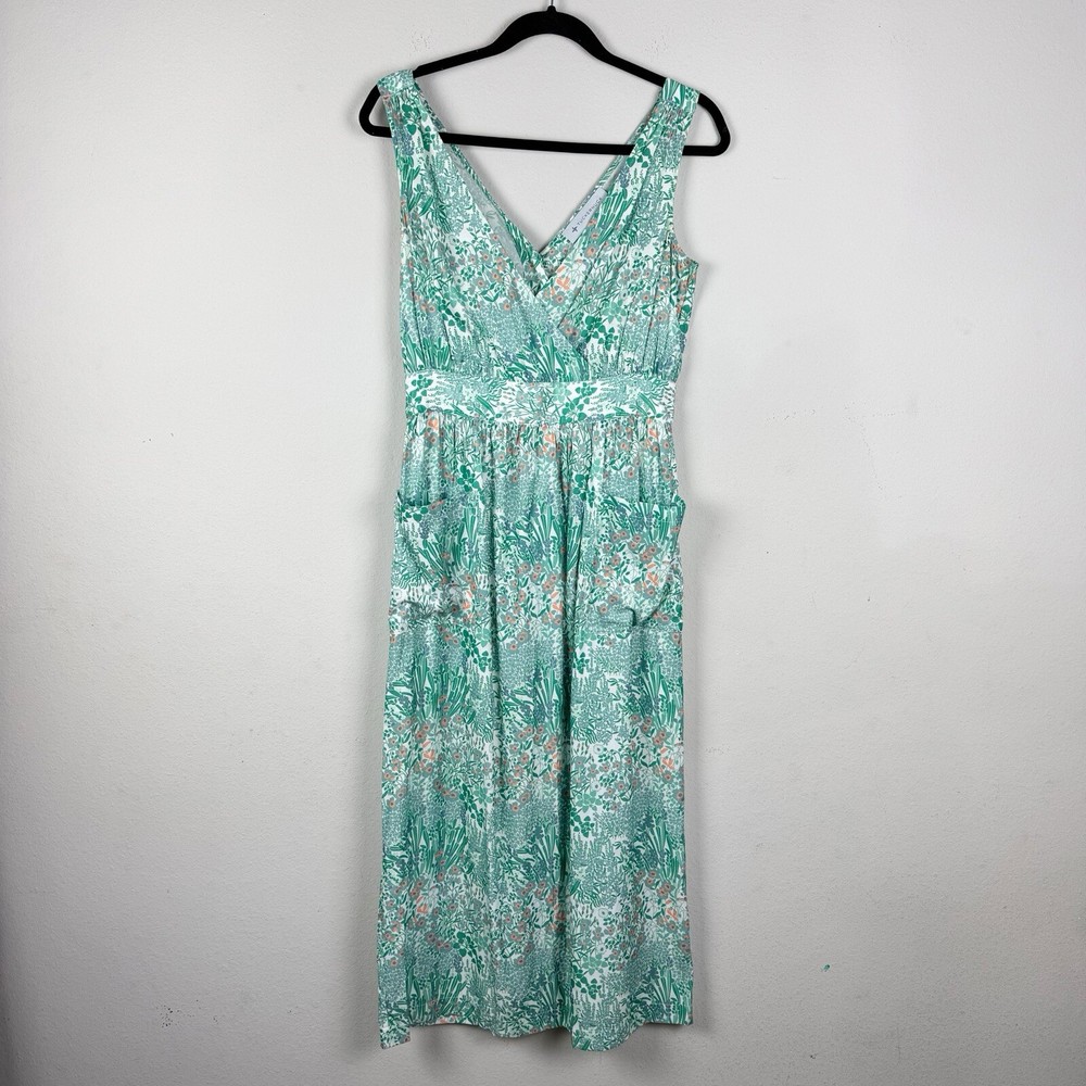 Tuckernuck Women's Green Wildflower Pattern Dress Sleeveless Pockets Size XS