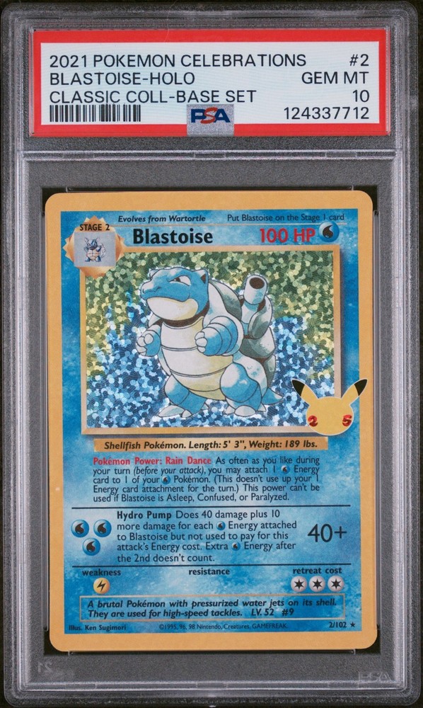 2021 Pokemon Blastoise-Holo-Base Set Celebrations Classic Collection #2 Psa 10RCH IS ACCEPTING CONSIGNMENTS! UP TO 95% PAYOUTS!