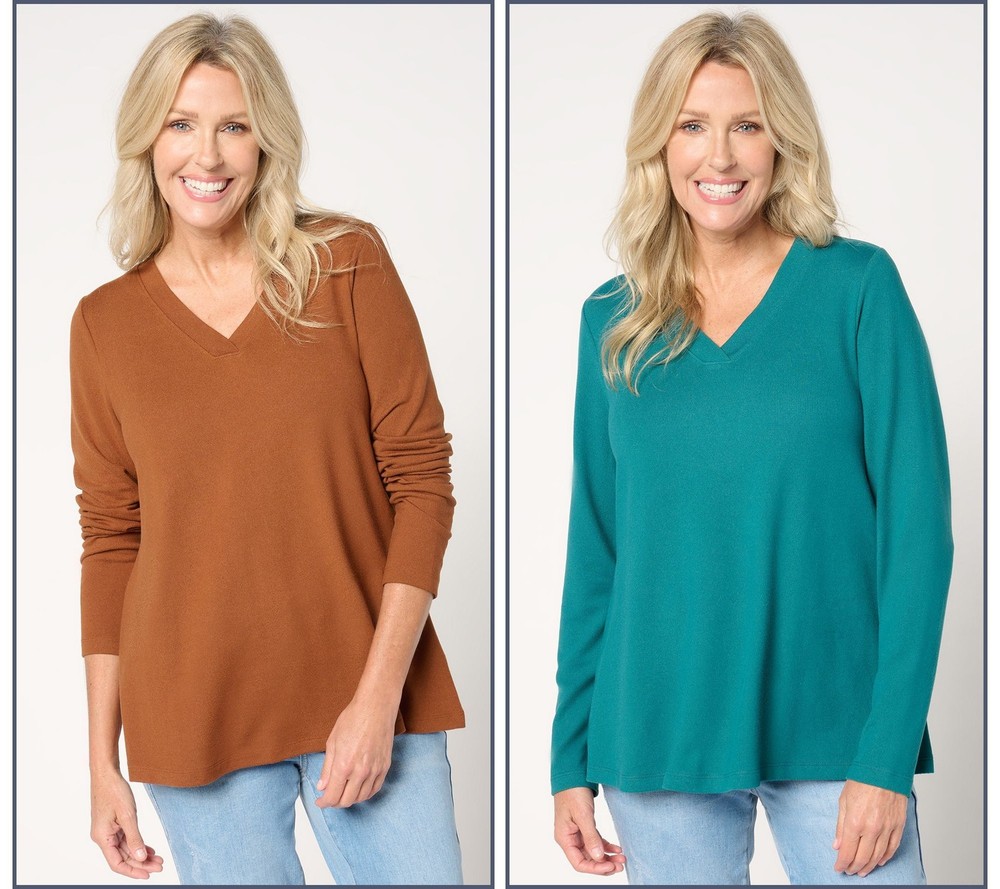 Denim & Co. Women's Top Plus Sz 2X Essentials Heavenly Multi-colored A673729