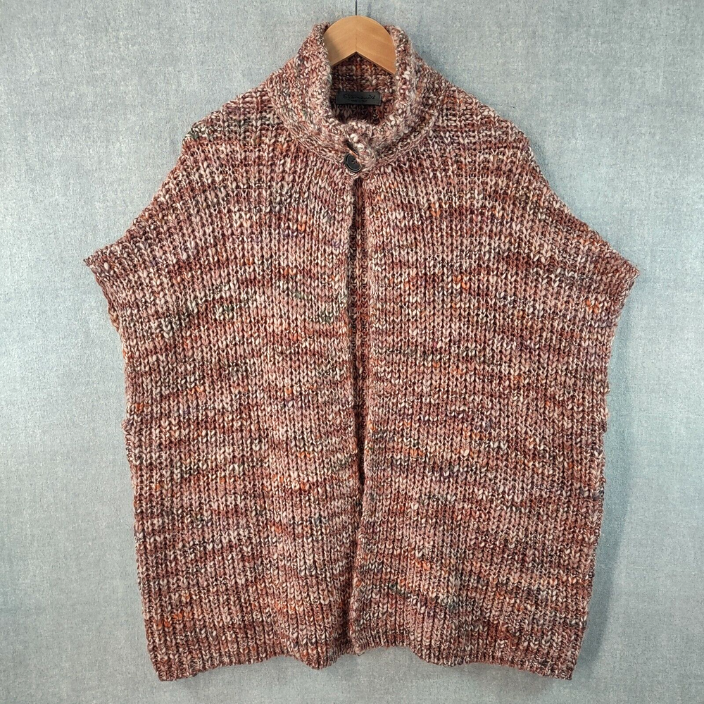 Elsamanda Anthropologie Sweater Cape Chunky Wool Knit Open Cardigan Italy