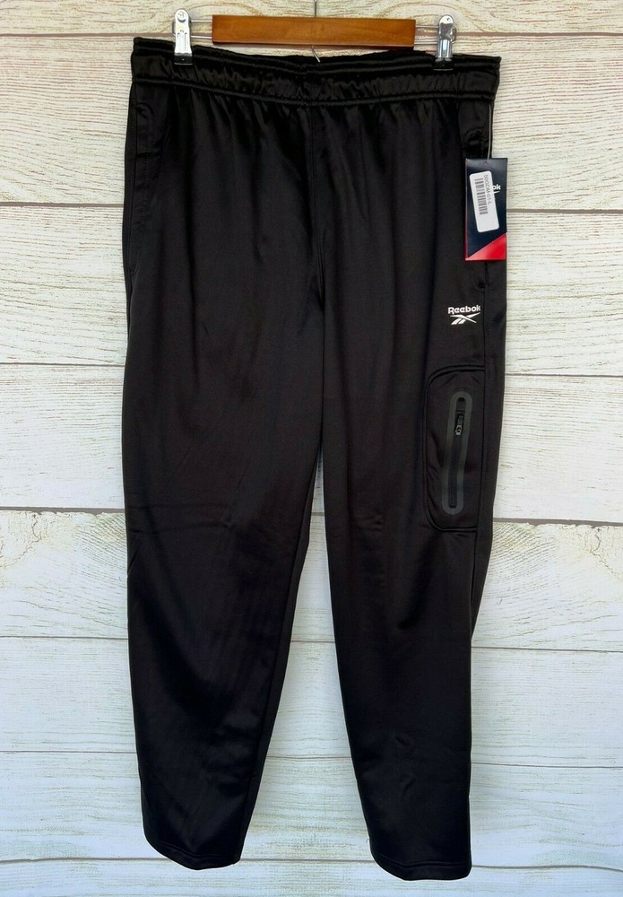 Reebok Athletic Pants Mens Size Small Black Tremont Slim Fit Fleece Pants New
