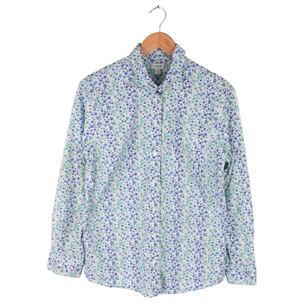 J.Crew Button Down Shirt Floral Blue Green Cotton Casual Men’s Size Medium