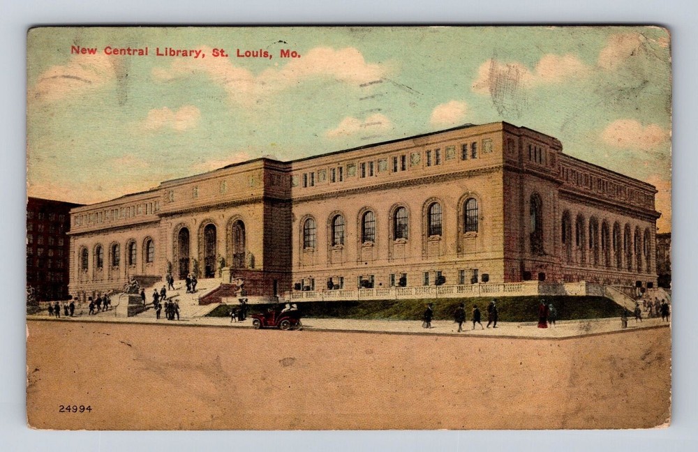 St Louis MO-Missouri, New Central Library, Antique Vintage c1912 Postcard