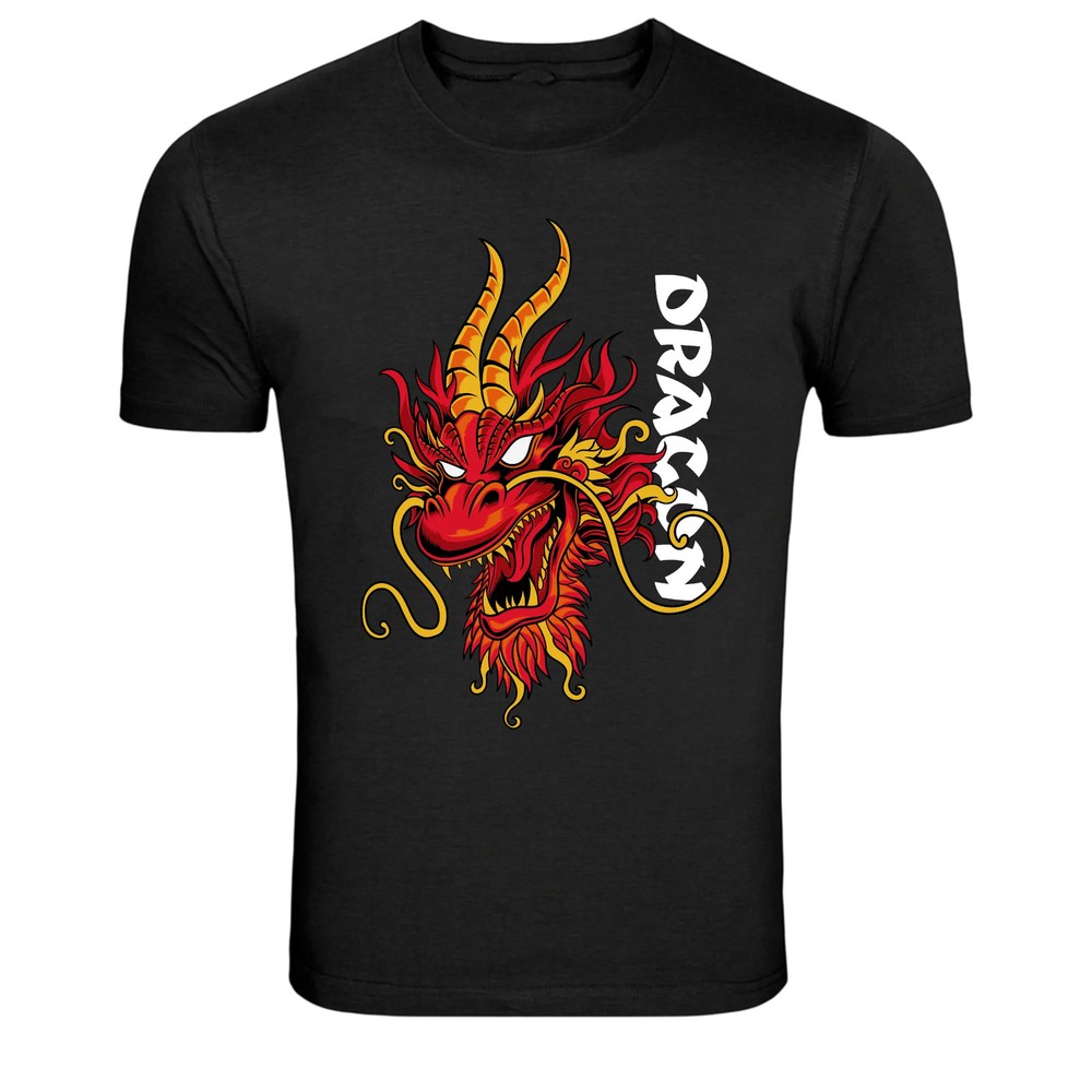 Red Dragon Head Asian Mythology Graphic T-Shirt