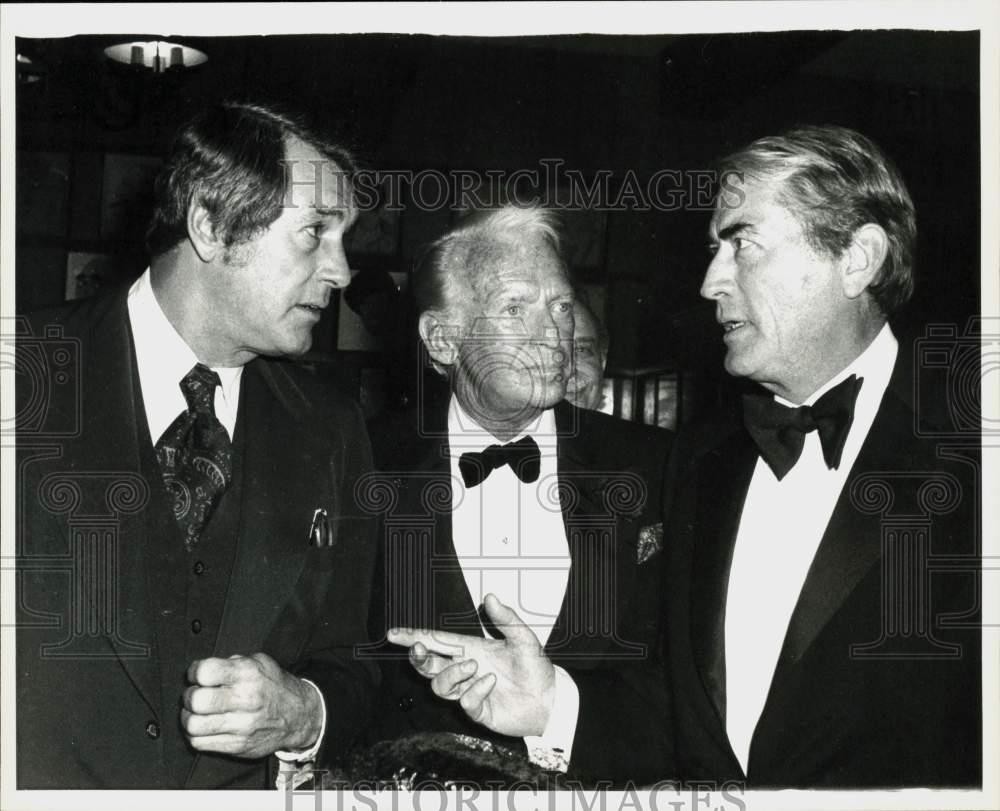 1979 Press Photo Actors Rock Hudson, Douglas Fairbanks Jr., Gregory Peck in NYC