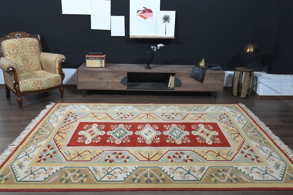 7x10 ft, Colorful Turkish Area Rug, Vintage Rug, Washable, Antique, Minimalist