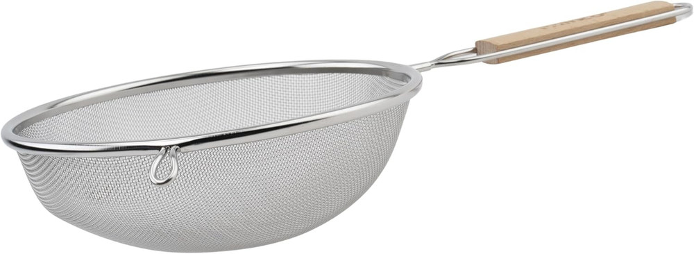 Strainer with Single Fine Mesh 8 Inch Diameter Medium Stainless Steel