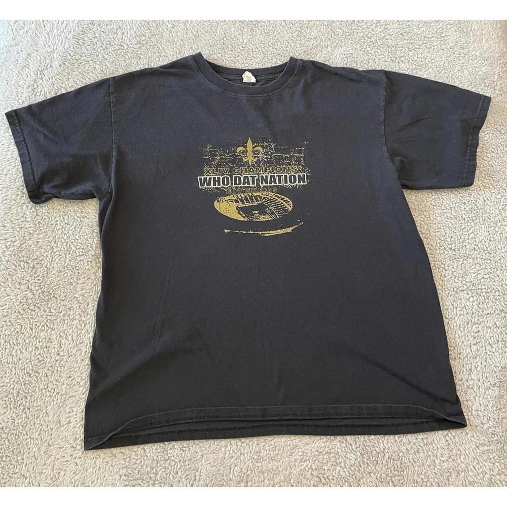 Who Dat Property Nation Black T Shirt Men's Size XL New Orleans Cotton Saints