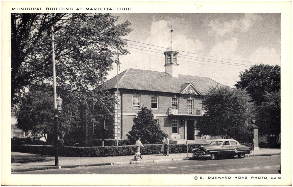 Municipal Building at Marietta Ohio OH City Hall 1952 Chrome Postcard Unused