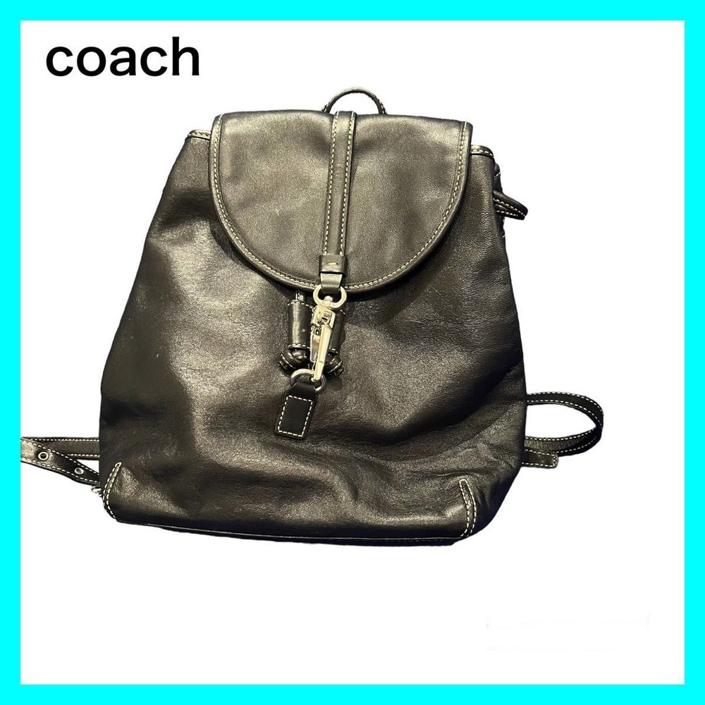 COACH Black Leather Backpack for Men and Women Stylish Durable