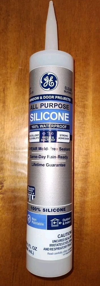 GE 2795576 ALL PURPOSE SILICONE 1 CAULK 10.1 OZ WINDOW AND DOOR SEALANT CLEAR