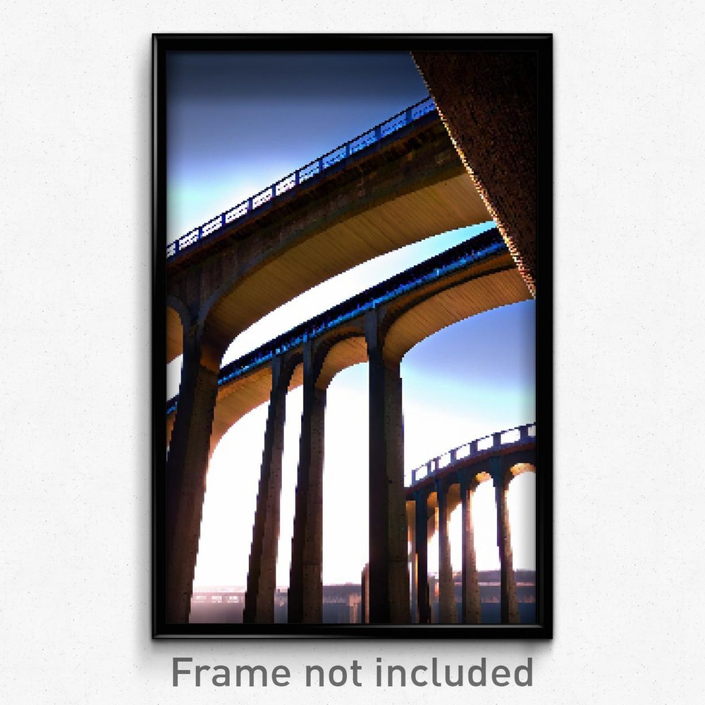 Pixel Art Poster - Warped Viaduct (8 Bit Psychedelic Trippy Video Game Print)