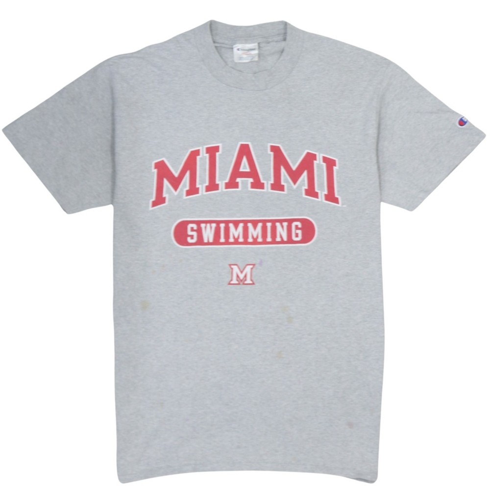 Champion Mens T Shirt Grey Miami Swimming Graphic Print Athletic Short Sleeve M