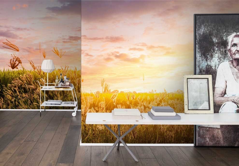 3D Sky Field Sunset Landscape Wall Murals Wallpaper Murals Wall Sticker