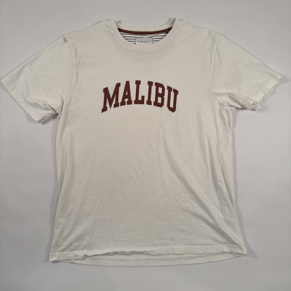 Denim & Flower Malibu T-shirt Men XL Malibu Logo 100% Cotton