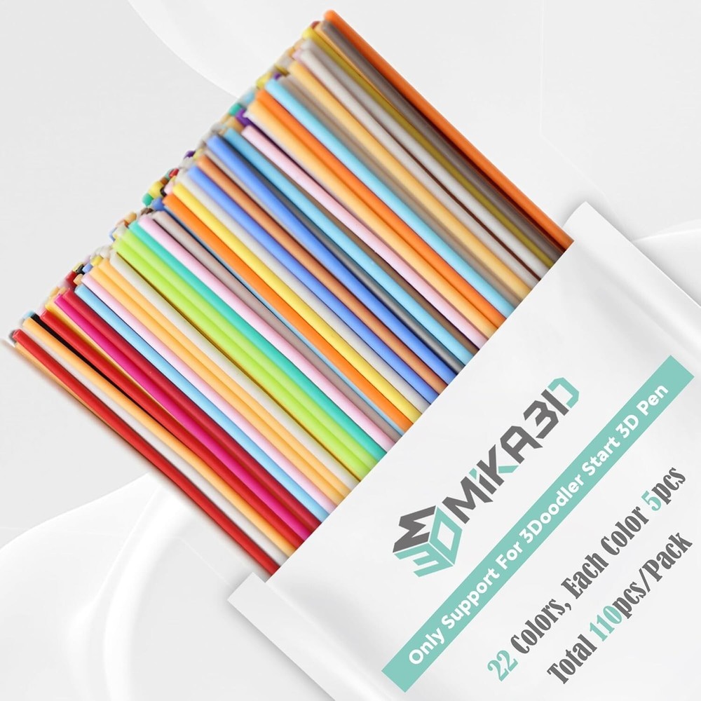 22 Colors PCL 3D Pen Filament Refill for 3Doodler Start+ 3D Pen, Low Print Tempe