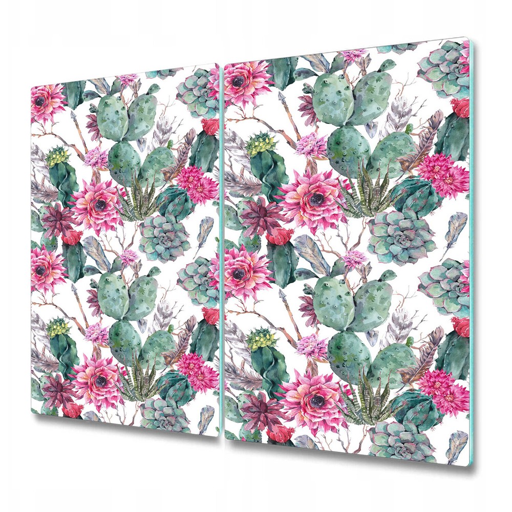 Glass Worktop Saver Cactus Succulents Boho style Watercolour painting s 2x30x52