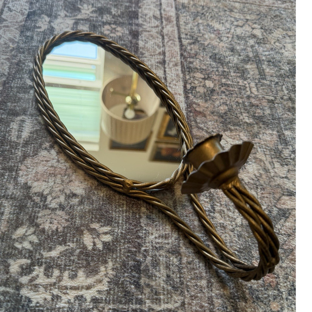 Vintage Gold Wall Sconce Candle Stick Holder, Wall Mirror