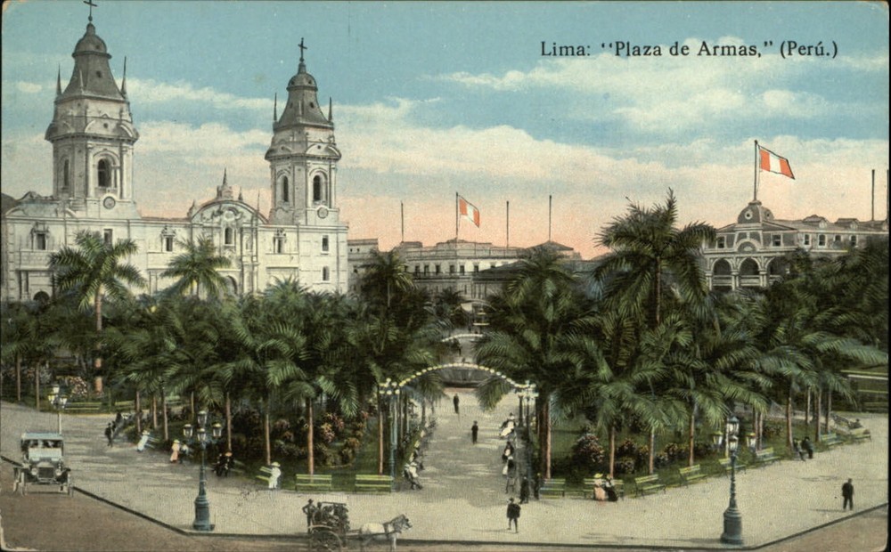 Lima Provincia de Lima Peru aerial Plaza de Armas unused vintage postcard sku607