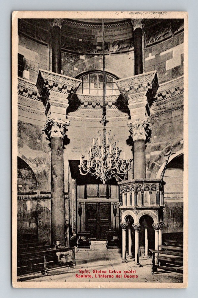 Croatia- Split Interior Of The Cathedral Old Postal Card View Vintage Postcard