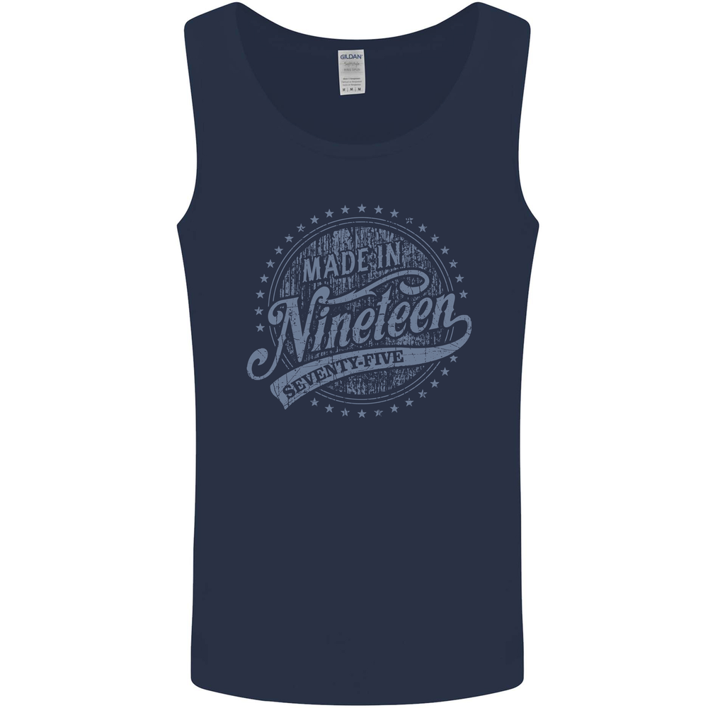 Distressed 50th Birthday Made In 1975 Mens Vest Tank Top Navy Blue