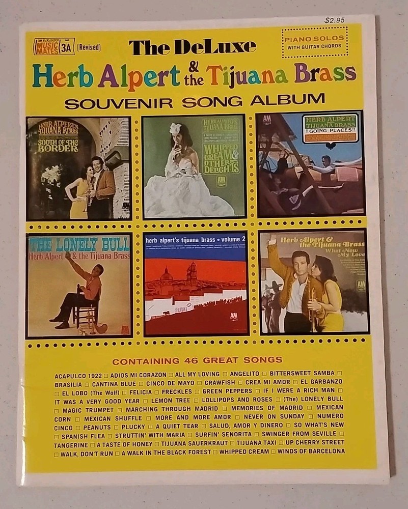 Deluxe Herb Alpert & The Tijuana Brass Sheet Music Book Piano Solos W/ Guitar