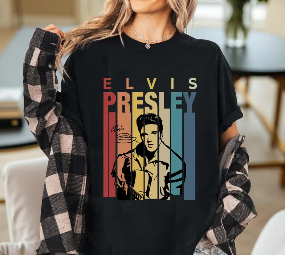 Elvis Presley Comfort Colors T-Shirt, Vintage Retro Music Tee, Rock and Roll Gif