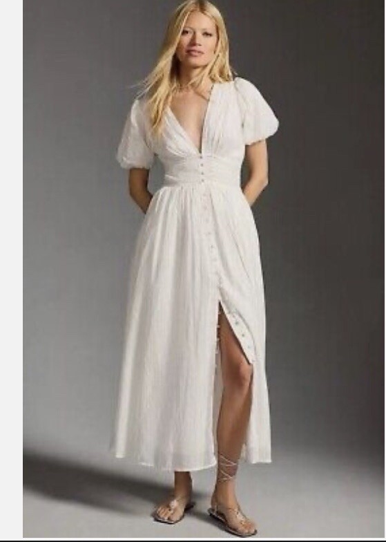 Anthropologie Katerina Lurex Button-Front Dress UK6 - Elegant & Shimmery