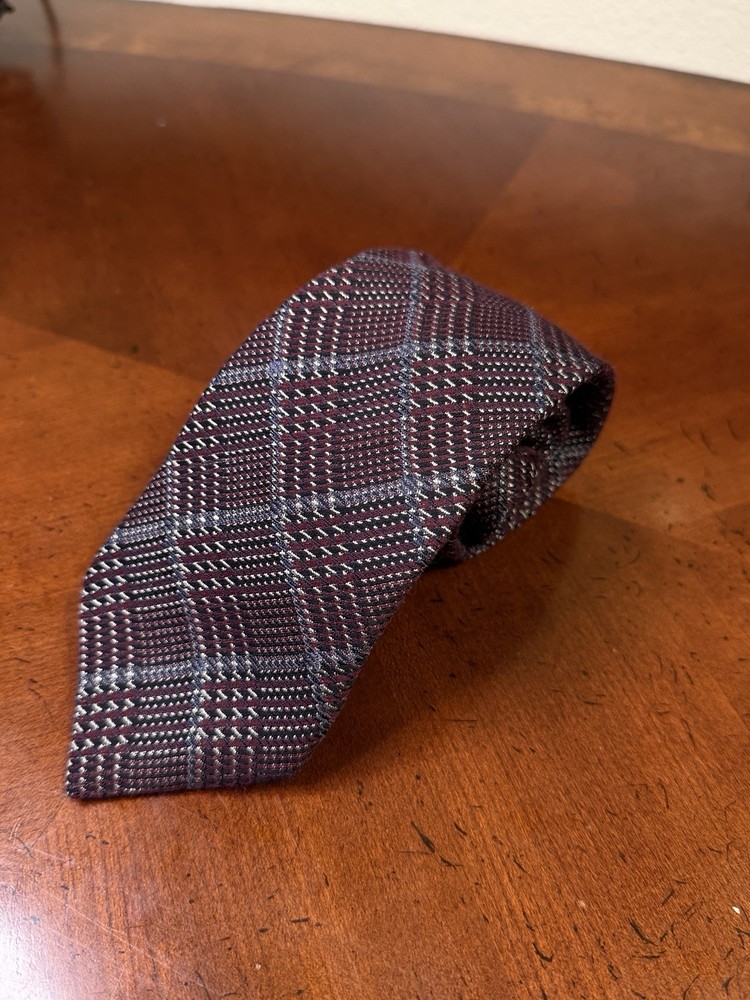 John Varvatos Men's Slim Plaid Checkered 54% Silk & 46% Wool made in USA