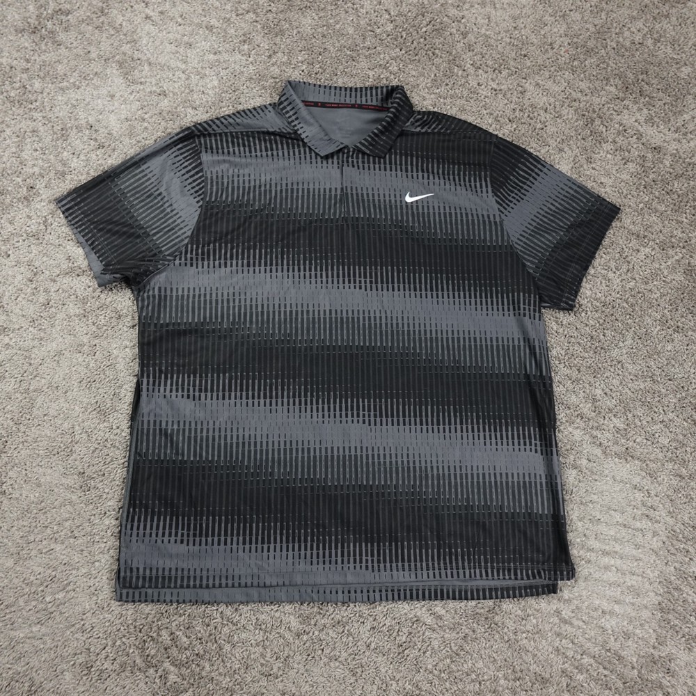 Nike Polo Shirt Mens 3XL Striped Oumbre Tiger Woods TW Vapor Golf Dri Fit ADV