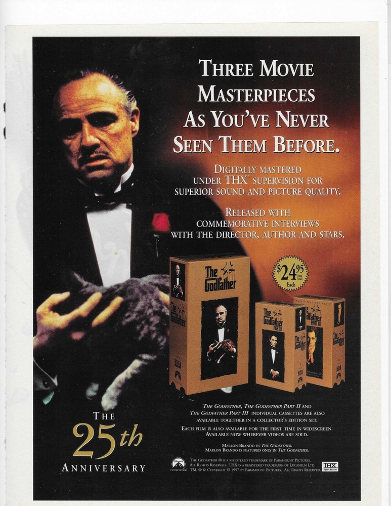 THE 25th ANNIVERSARY  THE GODFATHER  ORIGINAL PRINT AD