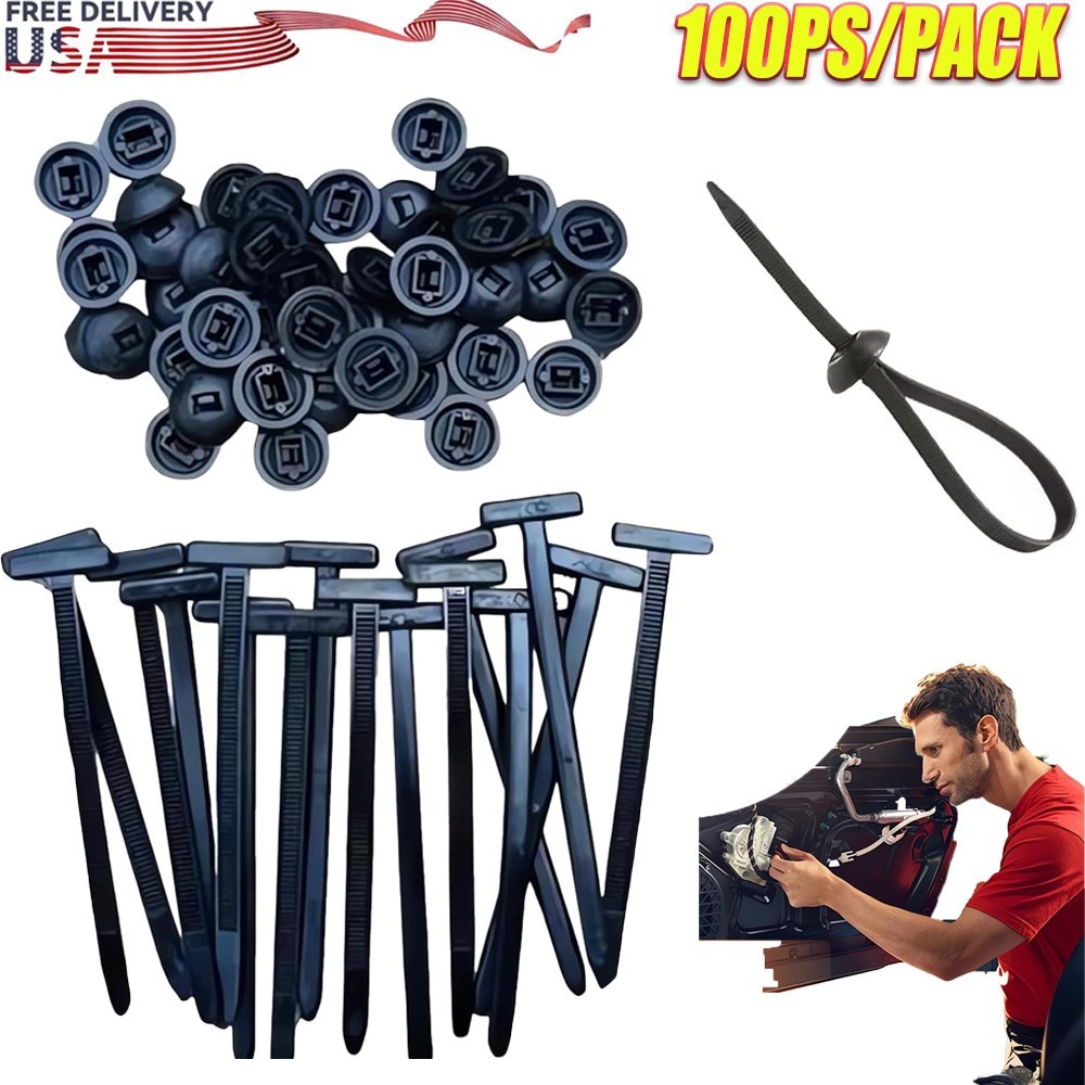 100pcs Nylon Universal Cable Tie Buckle Heavy Duty Self-Locking Free Ship