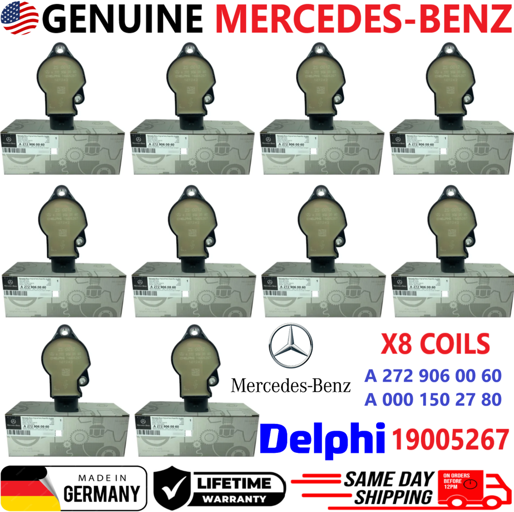 NEW OEM GENUINE x8 Ignition Coils For 2005-2014 Mercedes-Benz V6 V8, A0001502780