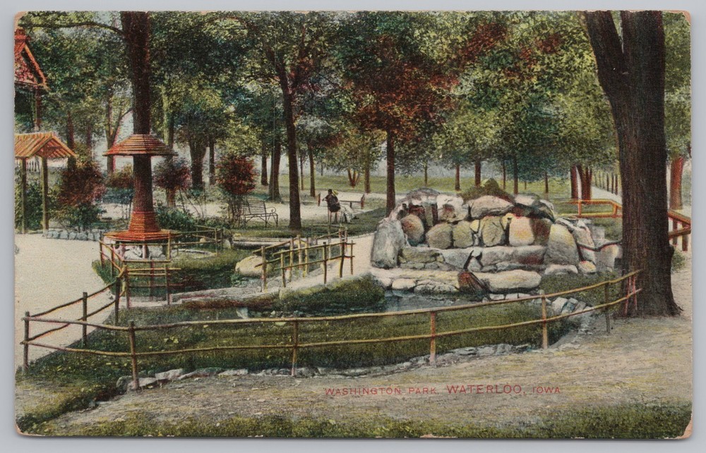 State View~Waterloo Iowa~Washington Park~Vintage Postcard