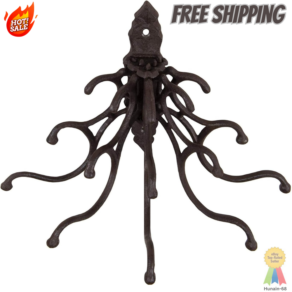 Vintage Cast Iron Wall Hook Hanger with 15 Hooks for Antique Décor