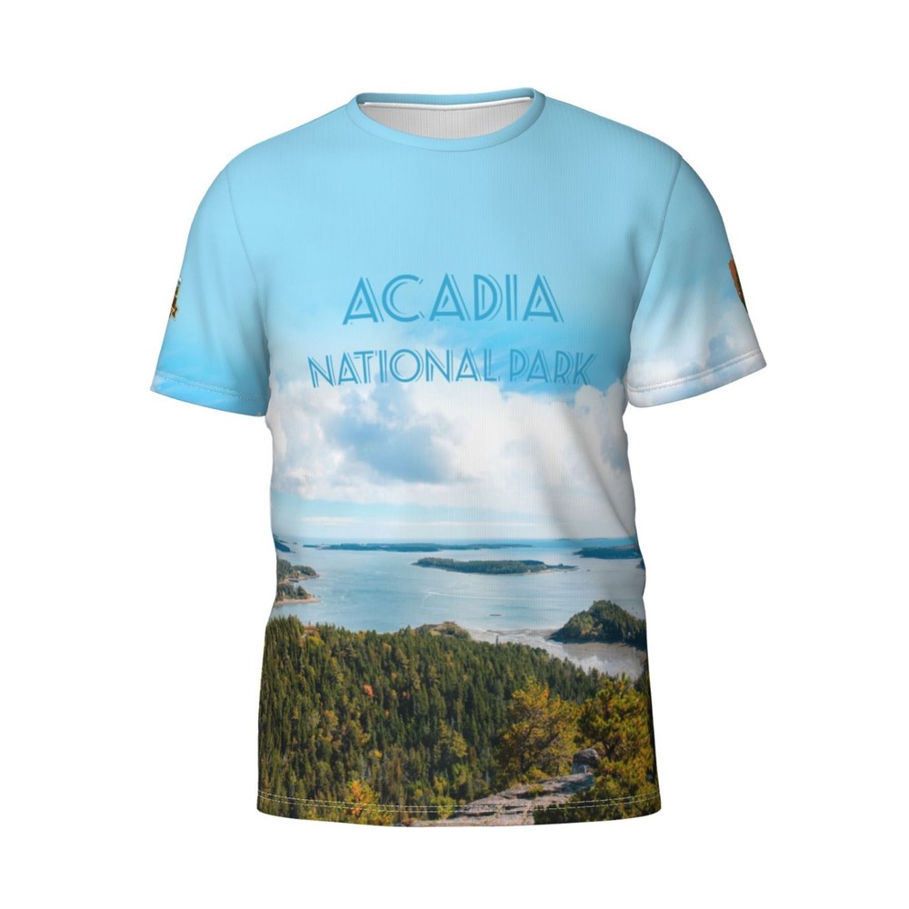 NATIONAL PARK ACADIA T-SHIRT MEN'S CASUAL T-SHIRTS SHORT SLEEVE SHIRTS TOP TEE-image