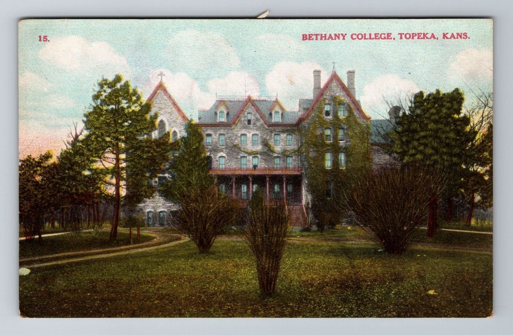 Topeka KS-Kansas, Bethany College, Antique, Vintage Souvenir Postcard