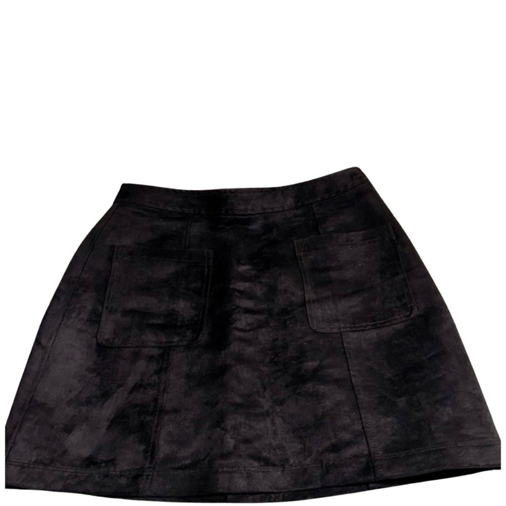 Old Navy Skirt Womens Size 4 Black Microfiber Short Zip Close Pockets A Line