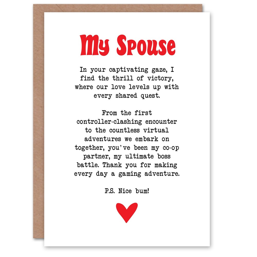 Greeting Card Love Poem Gamer Nerd Spouse Romantic Poetry Fun Anniversary