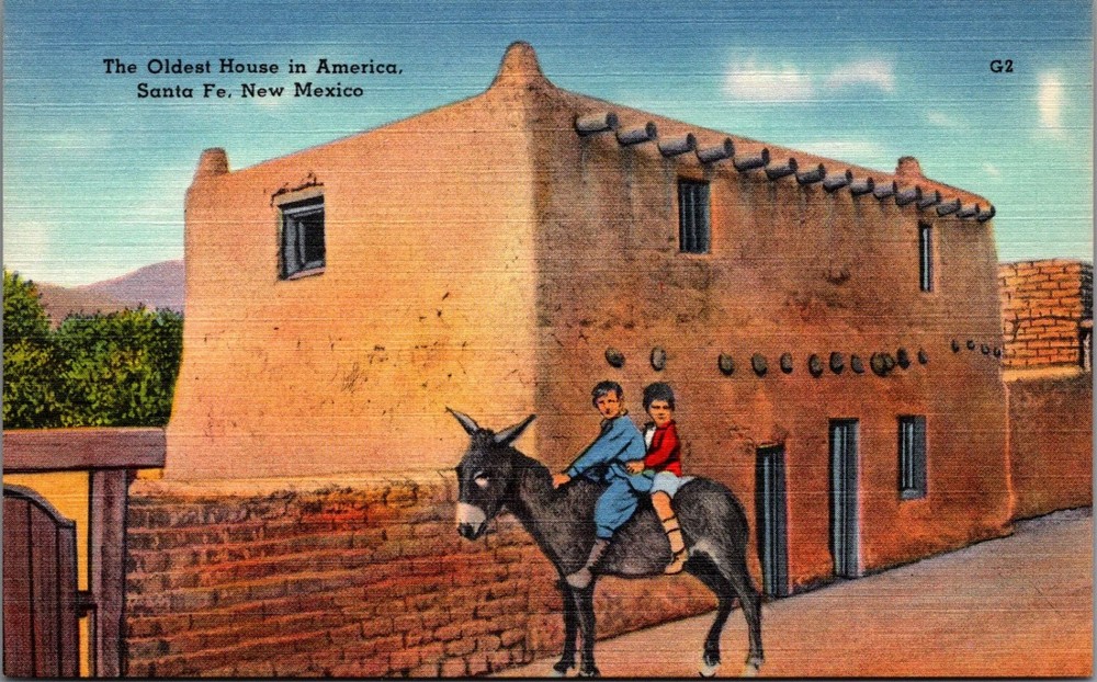 Oldest House America Santa Fe New Mexico Linen Postcard Tichnor Bros