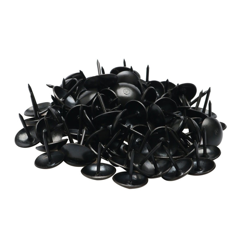 100pcs Home Table Metal Round Hat Thumb Tack Nail Push Pin Black 11 x 13mm