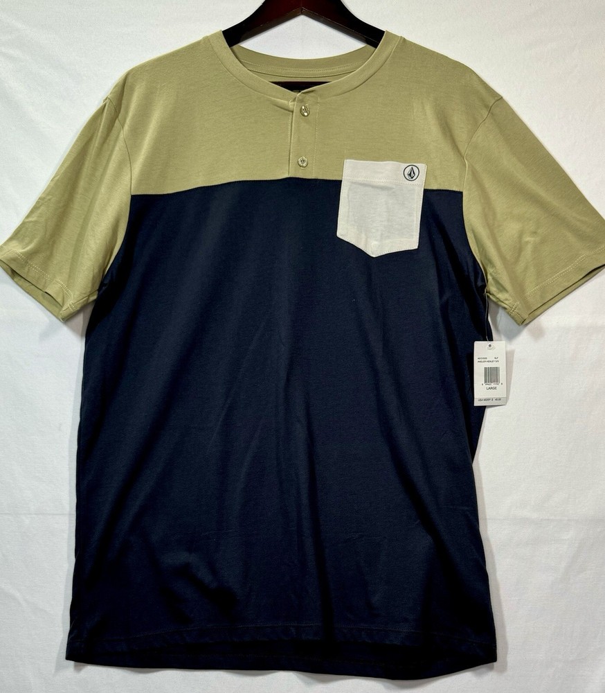 NWT Volcom Angler Henley Short Sleeve Sz L