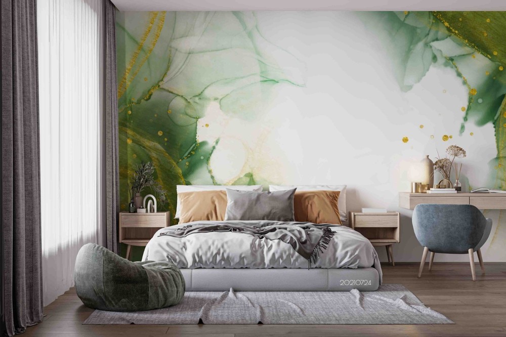 3D Green Gold Abstract Texture Wall Murals Wallpaper Murals Wall Sticker 2