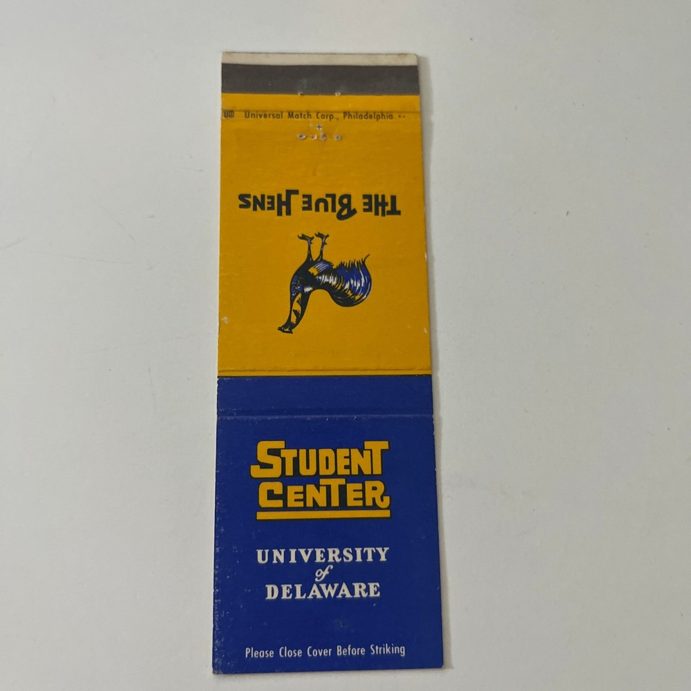 Student Ctr University Of Delaware The Blue Hens Vintage Matchbook Cover SMB23-2