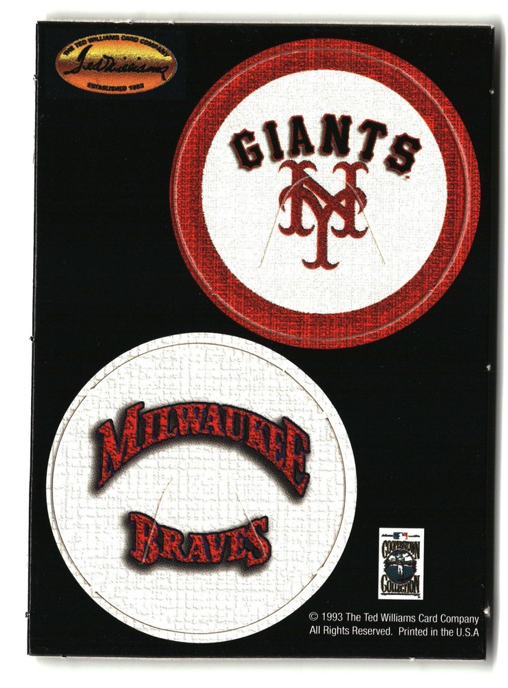 1993 Ted Williams #NNO New York Giants / Milwaukee Braves Pog Cards